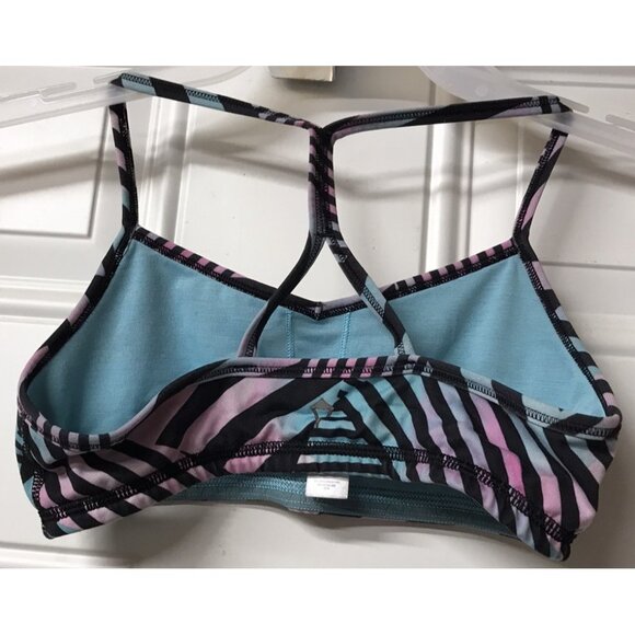 Ivivva by Lululemon Blue & Black Striped Drill Sports Bra Size 12 Power Y Back - Picture 2 of 3